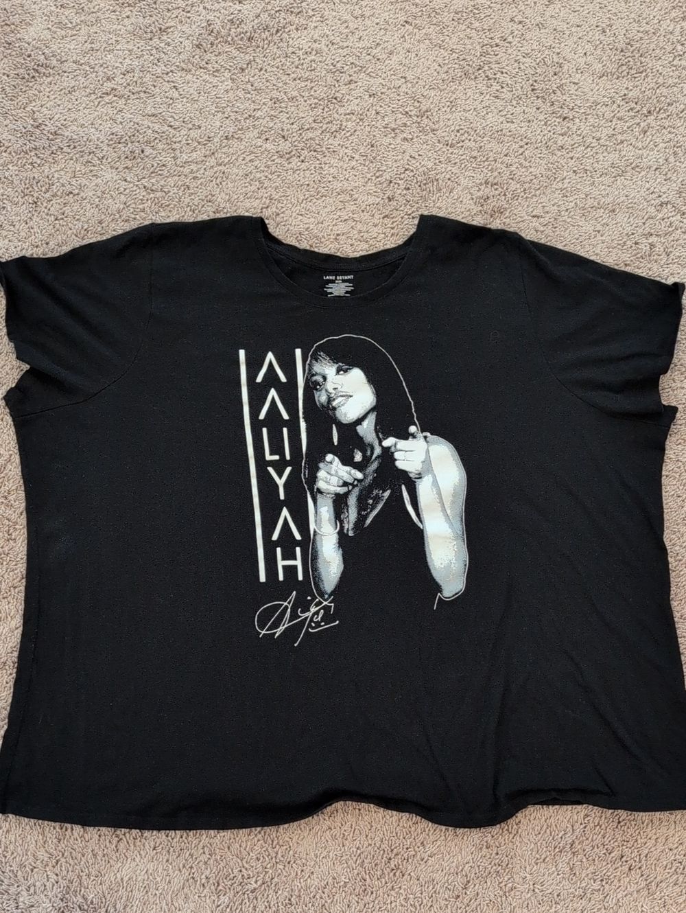 Lane Bryant Black Graphic Tee with Monochrome Aaliyah Portrait